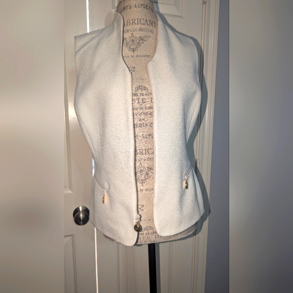 Elegant White Women's Jacket Size 12 Christian Dior Vintage